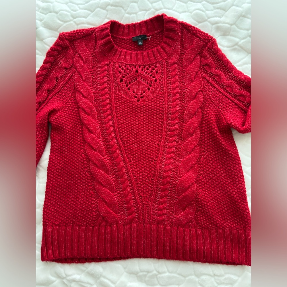 SOLD🚫Lands End NWOT Red Cable Knit Sweater - Picture 9 of 11